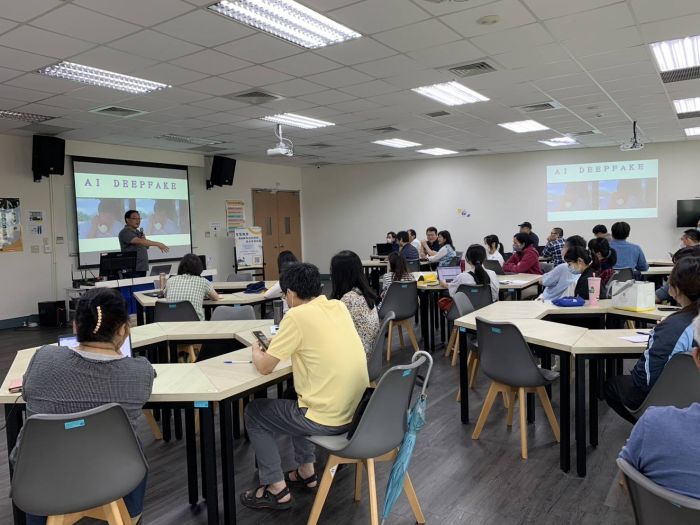 謝東昇博士於勤益科技大學講授「智慧教學：用AI解放你的時間，提升學習效果」，與教授們交流共學。